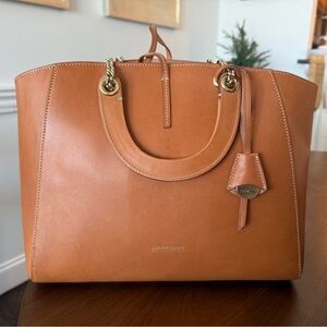 Dooney & Bourke Brown Leather Tote with Gold Accents